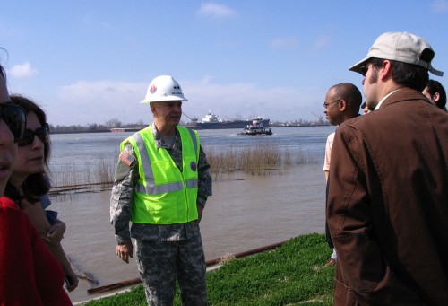 Our guide... on the levee.